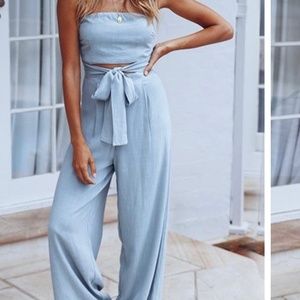 Strapless pants romper M
